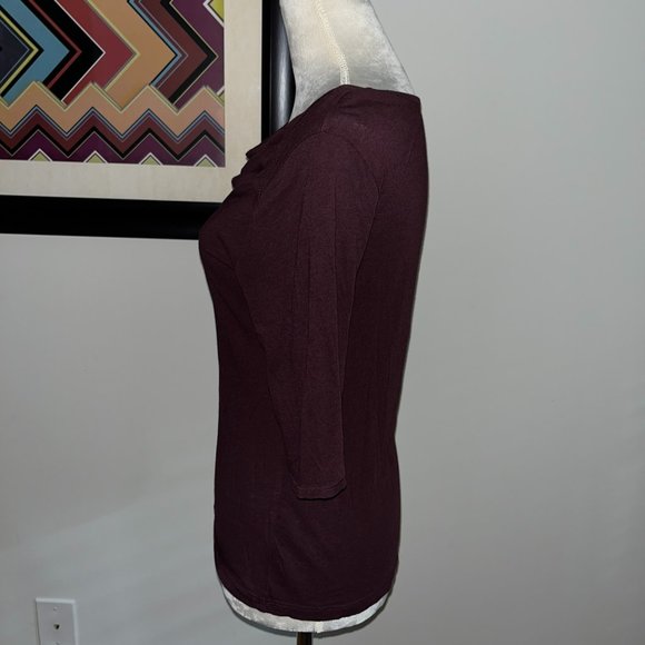 Mossimo Eggplant Drape Neck 1/2 Sleeve Tissue Tee S - Picture 2 of 4